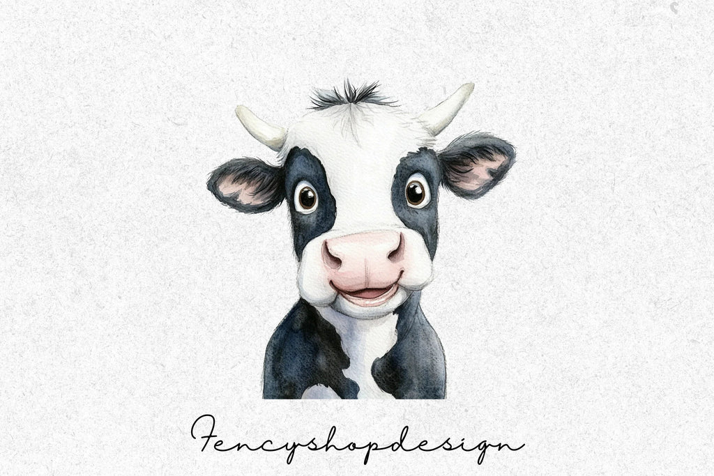 Cute Farm Cow Clipart Bundle