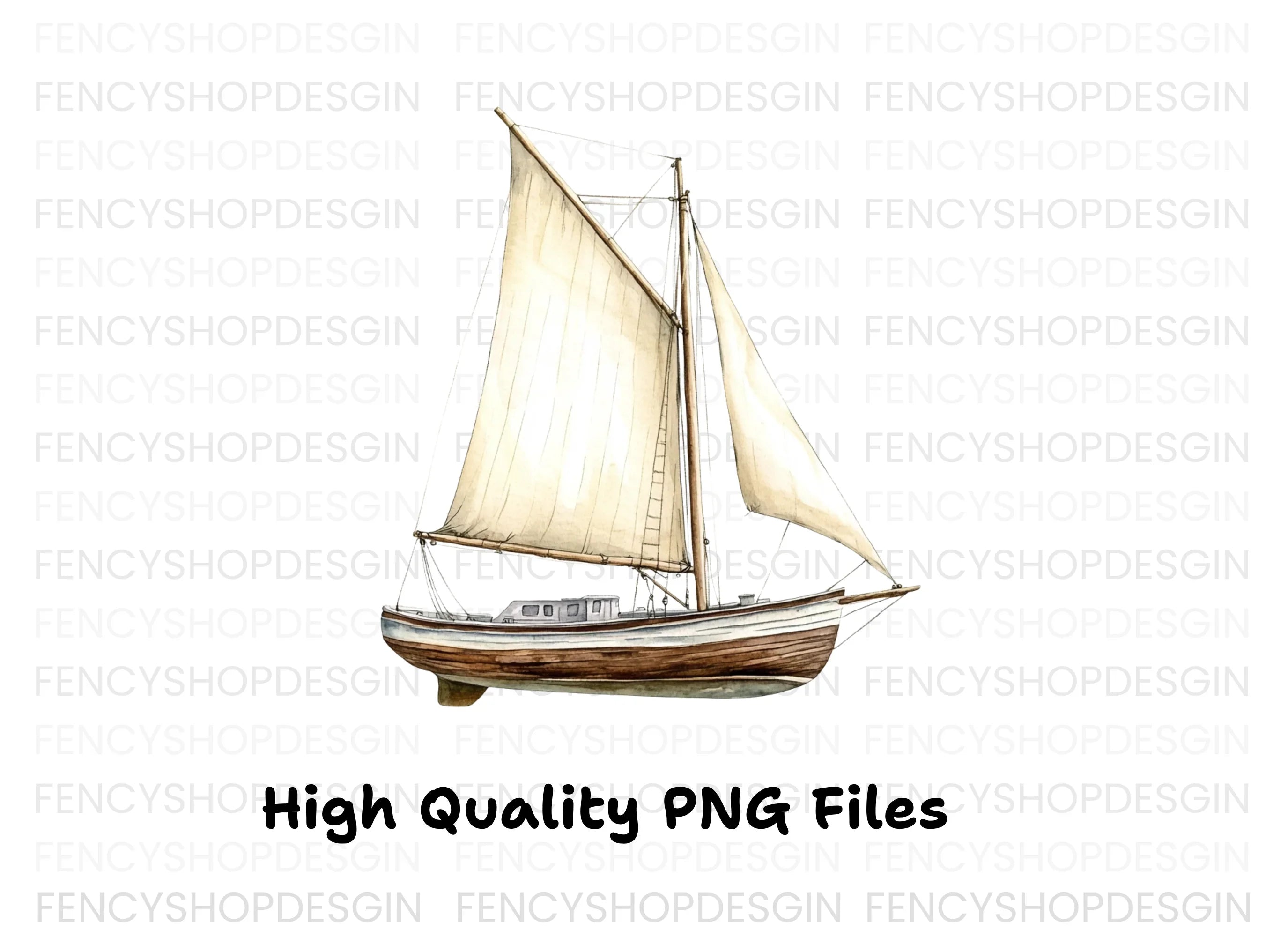 Rustic Sailboat Illustrations Clipart Bundle