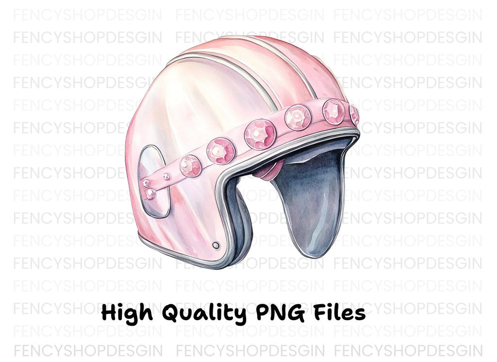 Stylish Pink Helmet with Jewels Clipart Bundle