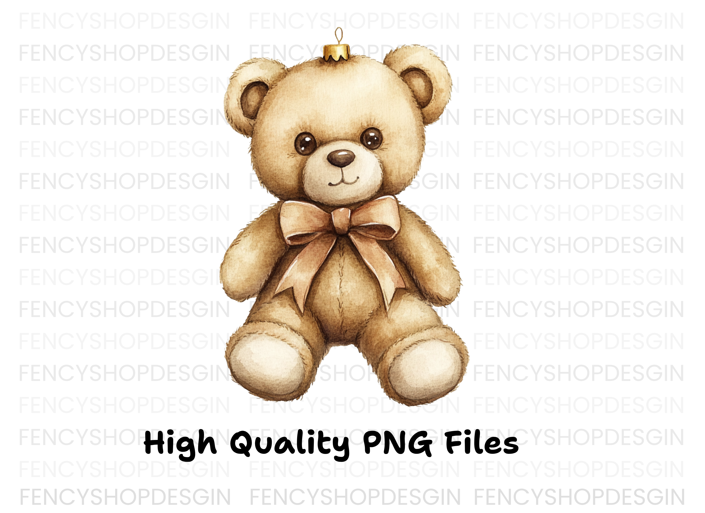 Cute Teddy Bear Christmas Ornament Clipart Bundle