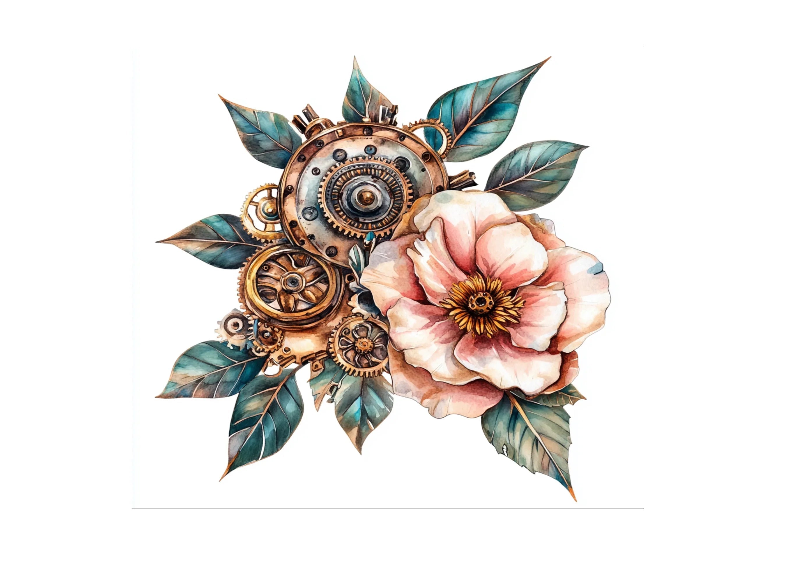 Elegant Steampunk Flower Bouquets Clipart Bundle