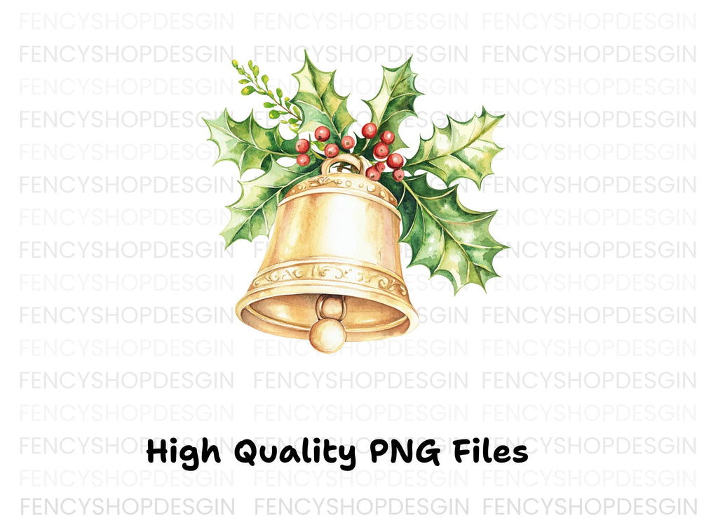Christmas Bells and Holly Clipart Bundle