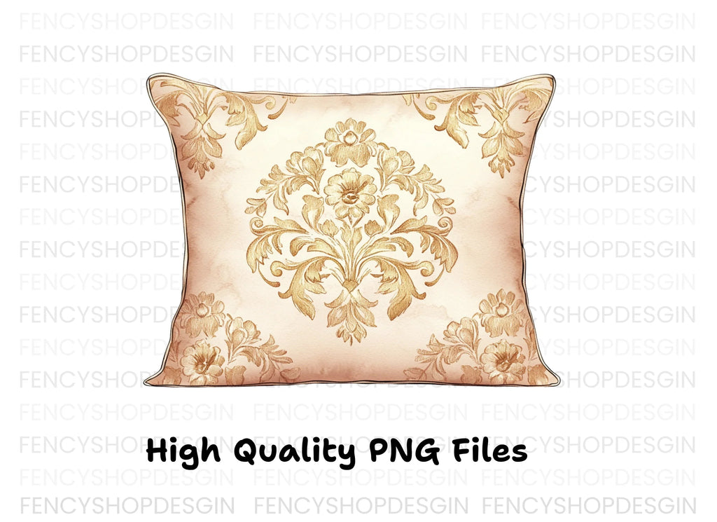 Elegant Floral Pattern Pillow Clipart Bundle