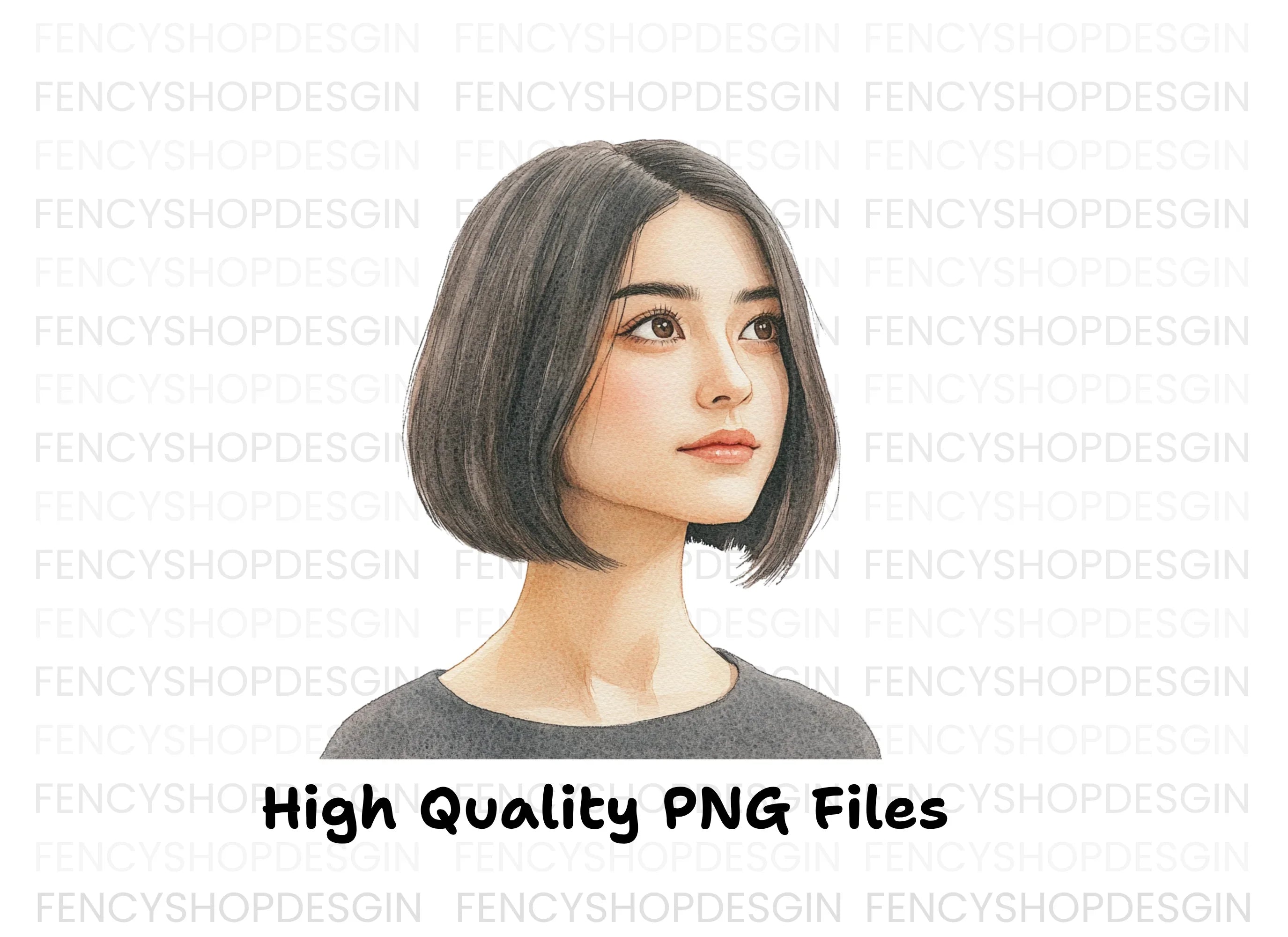 Dreamy Bob Hairstyle Girl Clipart Bundle