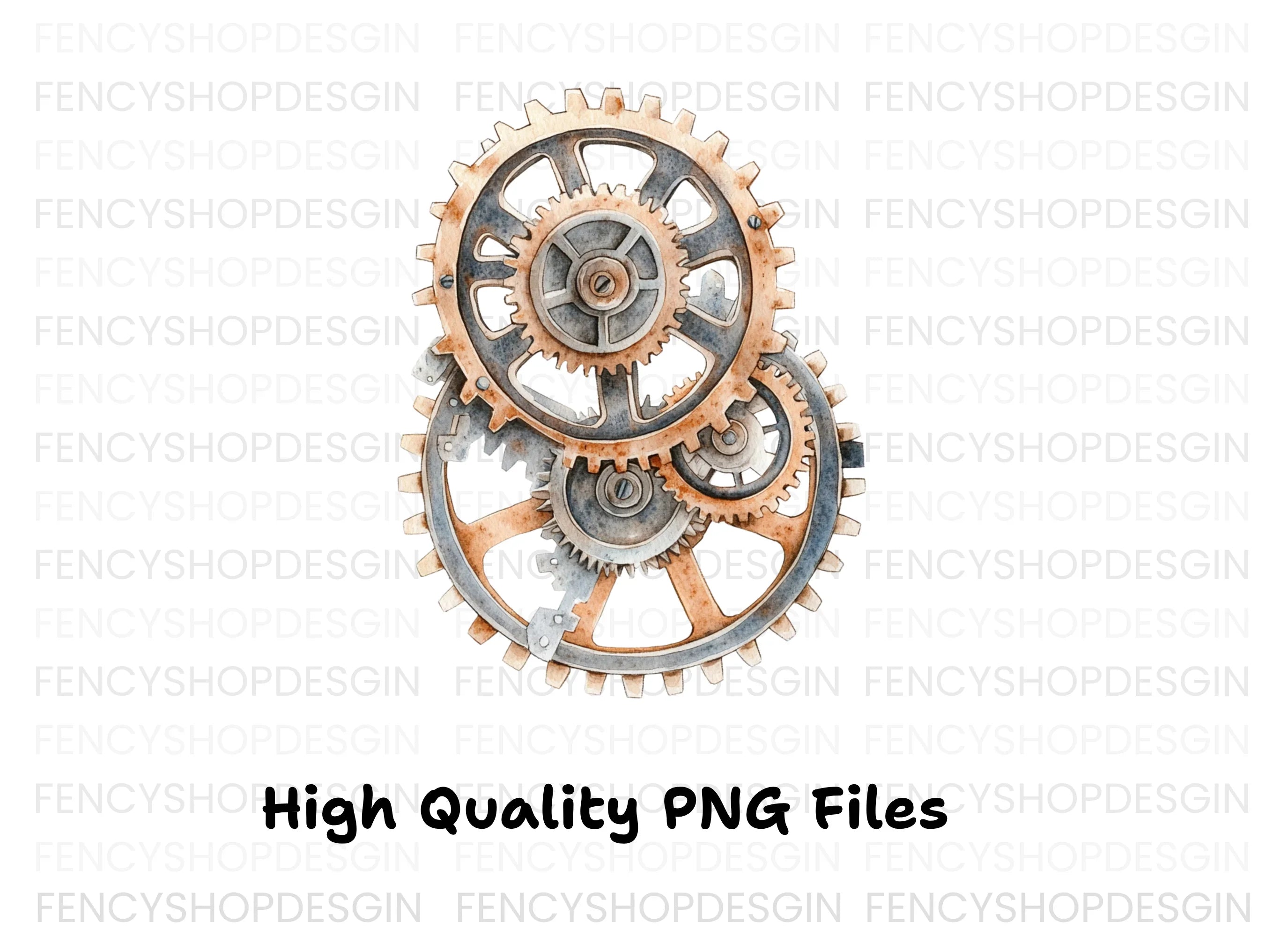 Rustic Interlocking Gears Clipart Bundle