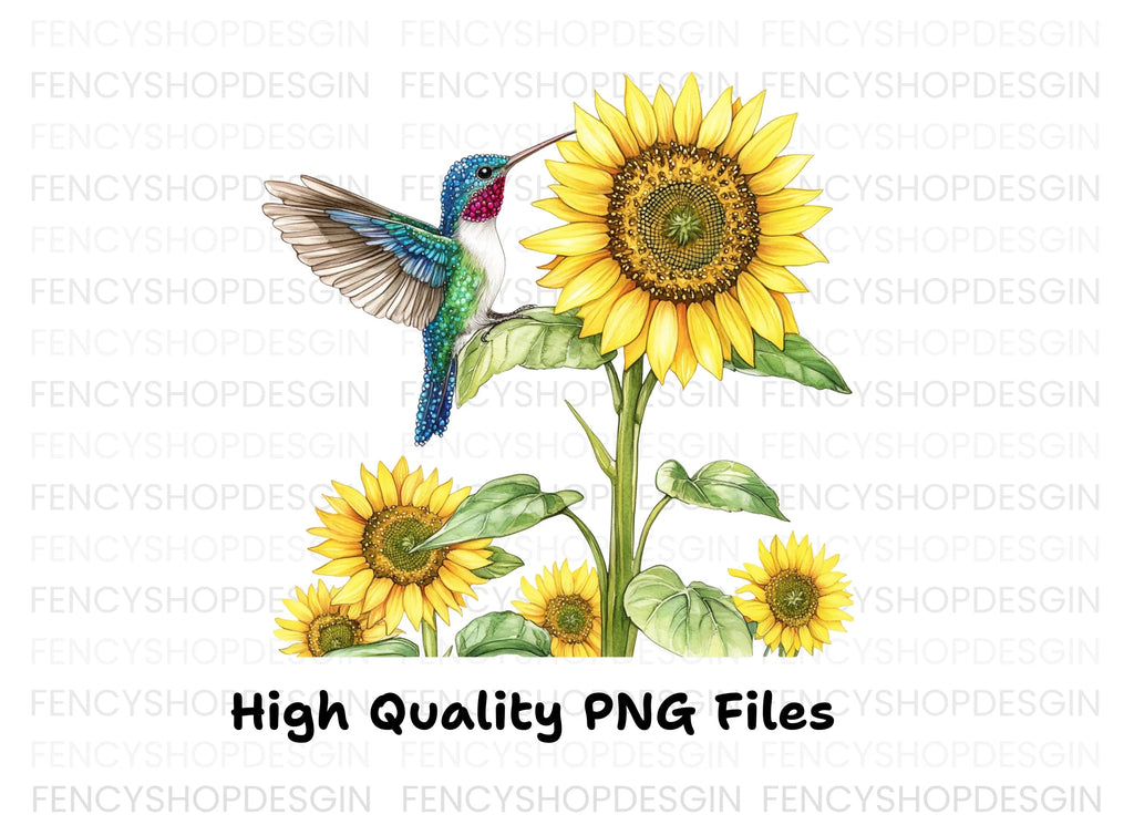 Hummingbird and Sunflower Clipart Bundle