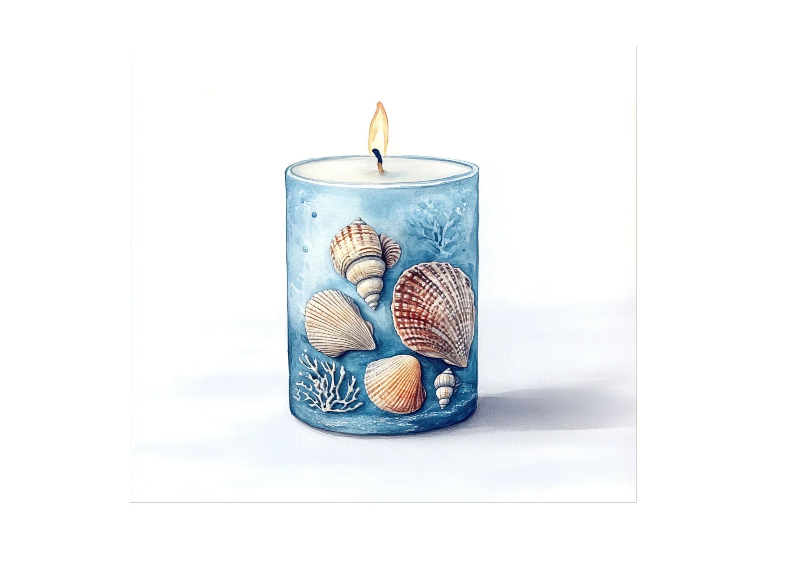 Coastal Seashell Candles Clipart Bundle