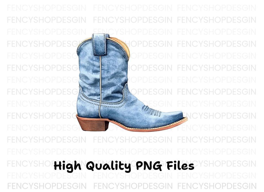 Blue Cowboy Boots Clipart Bundle
