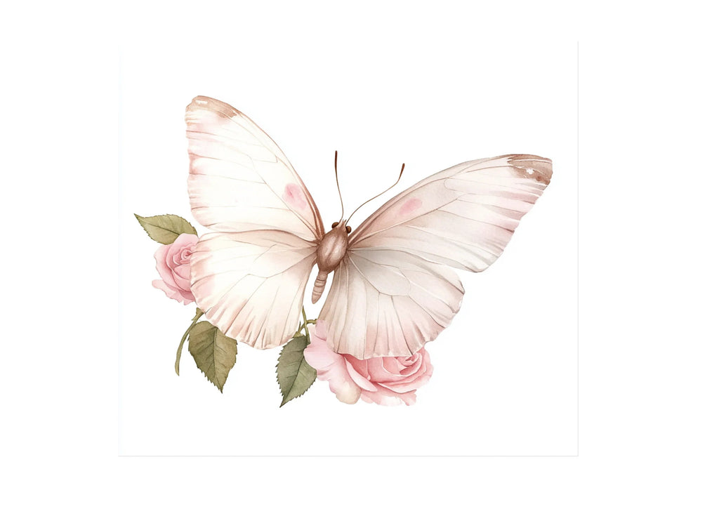 Elegant Butterfly Blush Rose Clipart Bundle