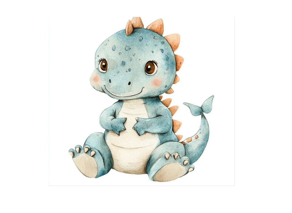 Adorable Blue Baby Dinosaur Clipart Bundle