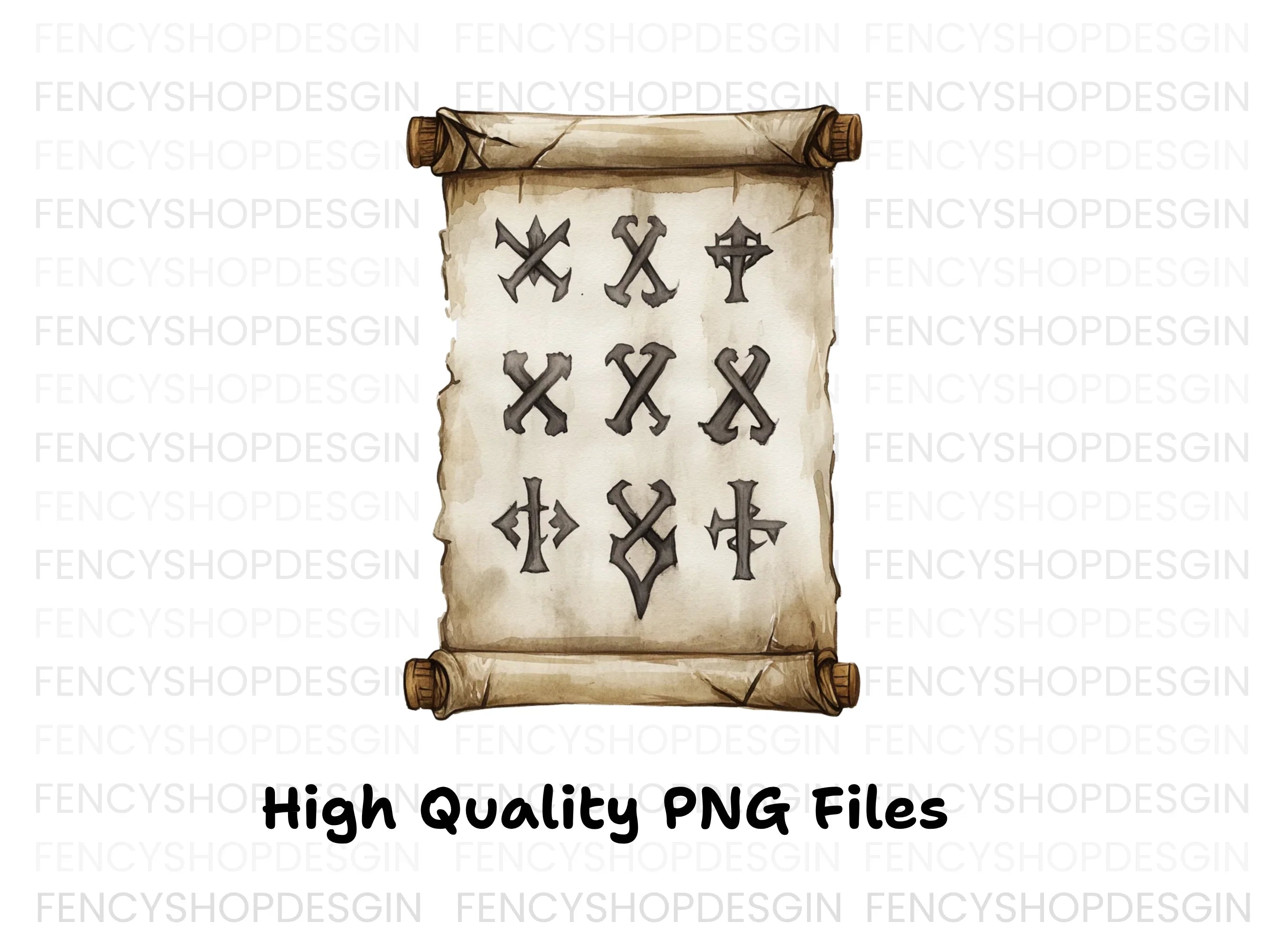 Ancient Scroll Mysterious Symbols Clipart Bundle
