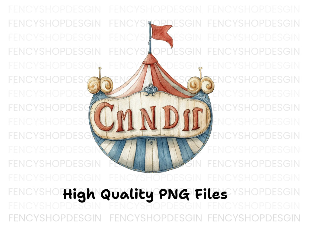 Vintage Circus Tent Sign Clipart Bundle