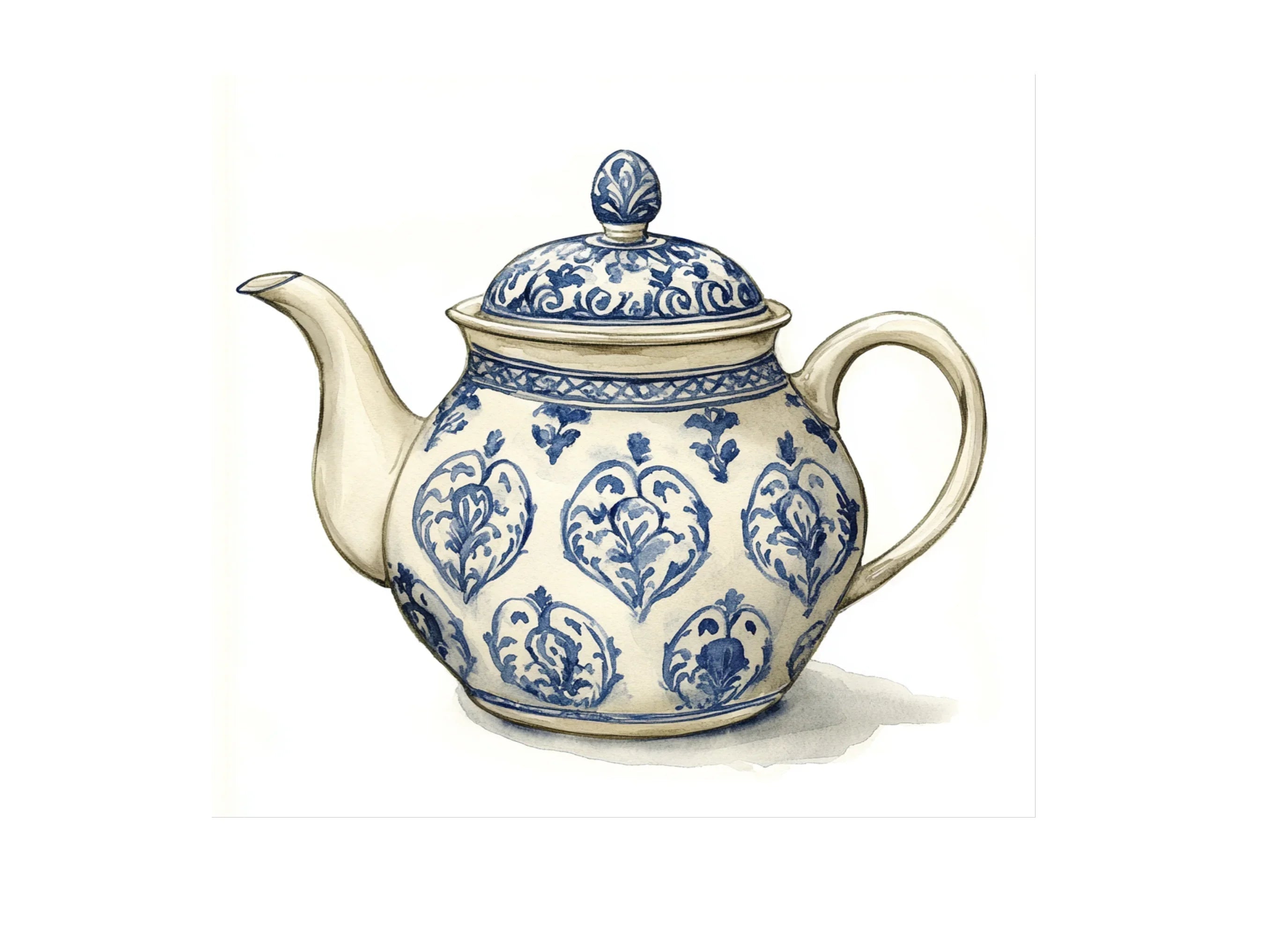 Blue and White Porcelain Teapot Clipart Bundle