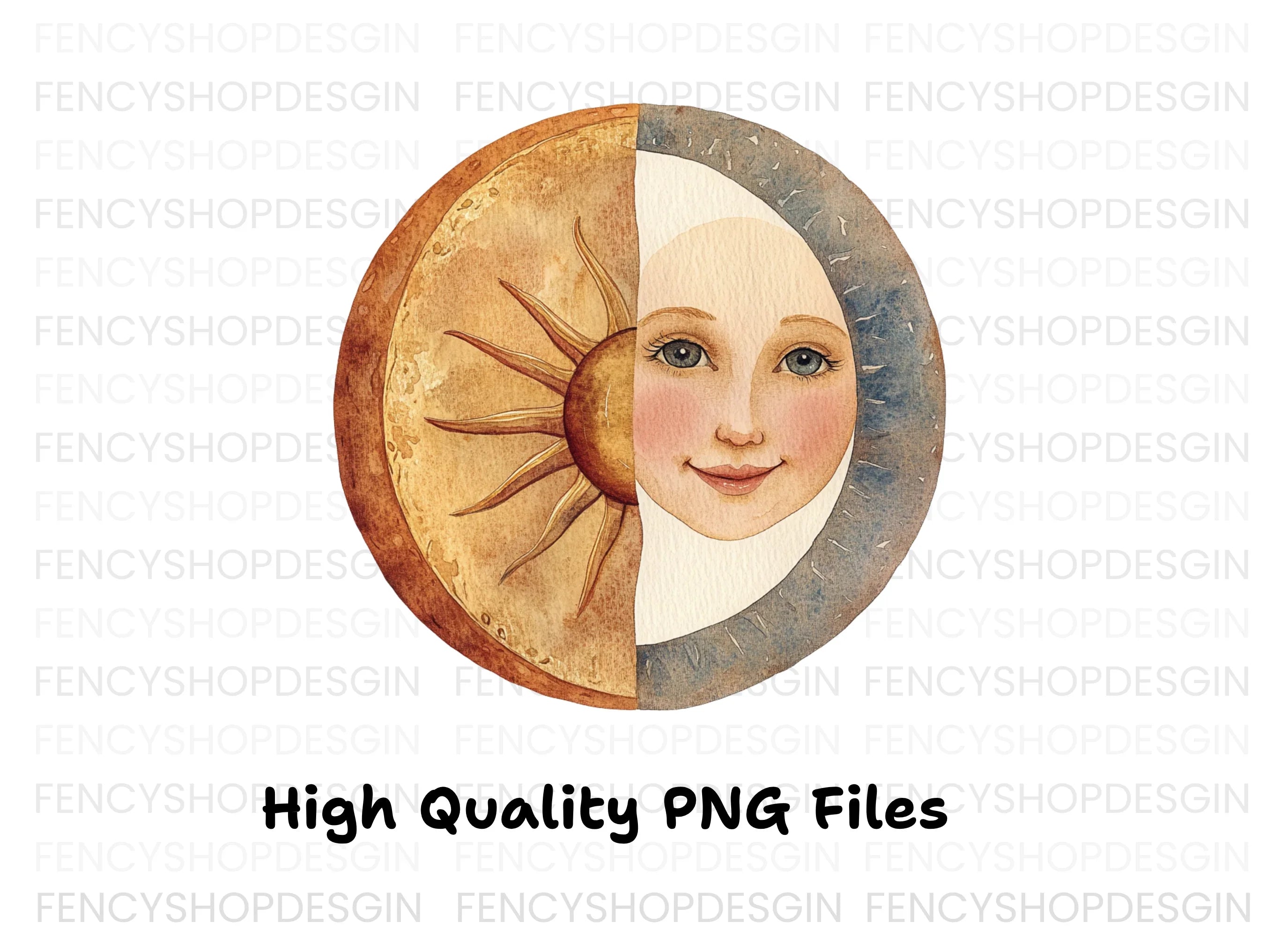 Celestial Sun Moon Face Clipart Bundle