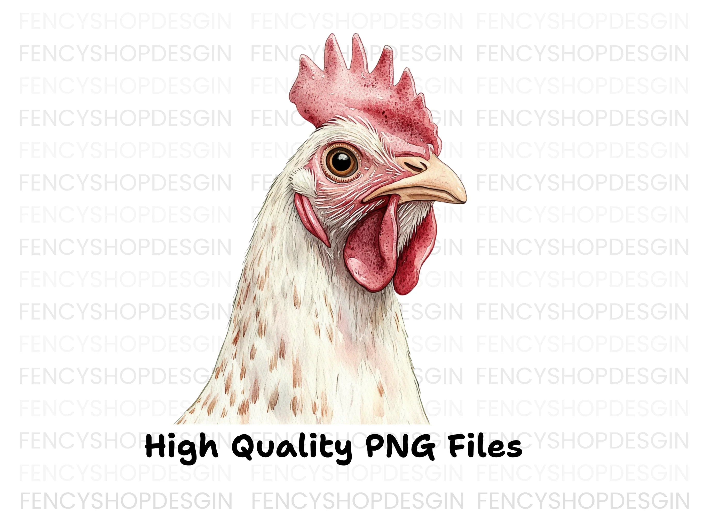White Chicken Head Clipart Bundle