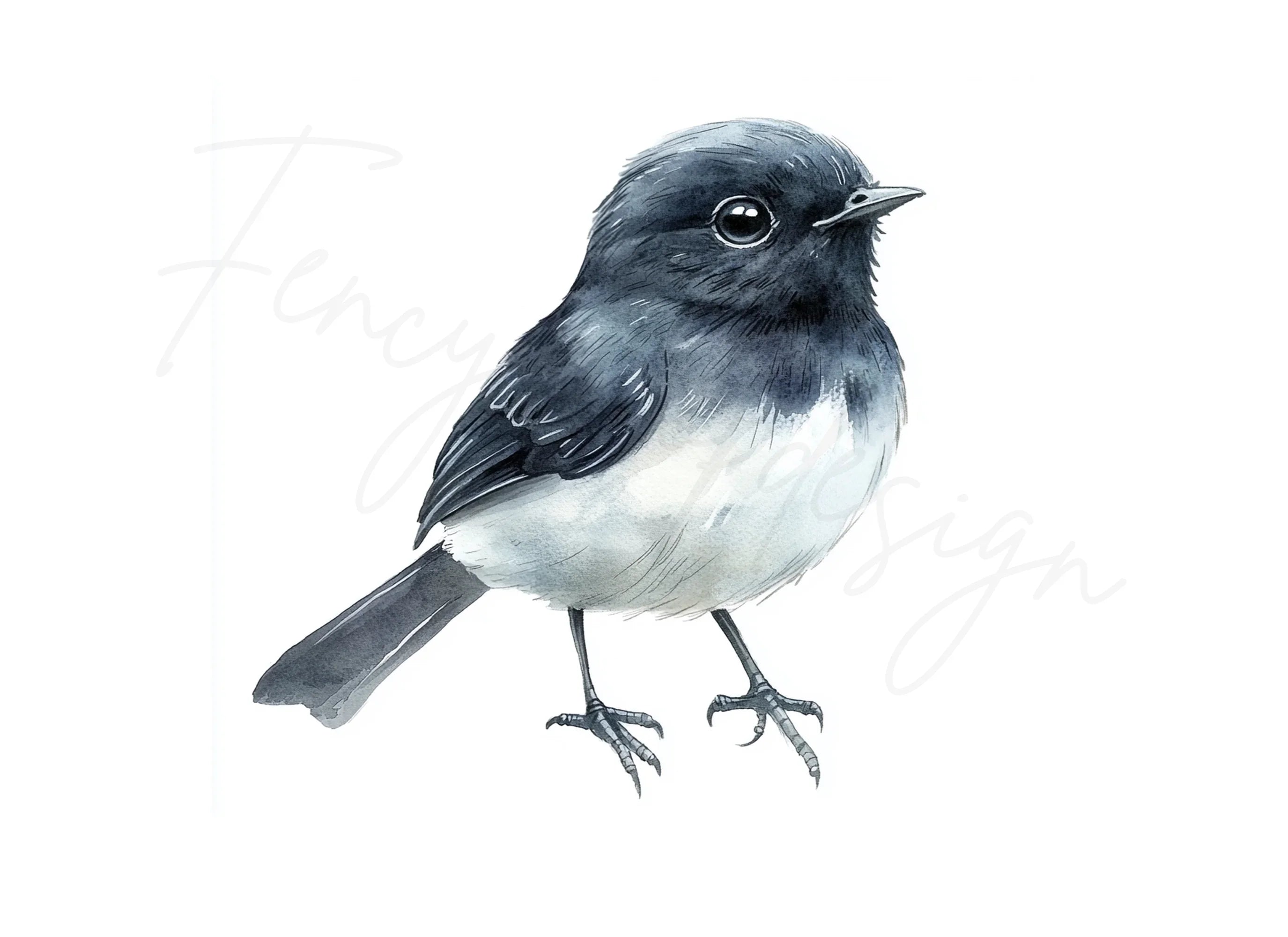 Cute Black and White Birds Clipart Bundle