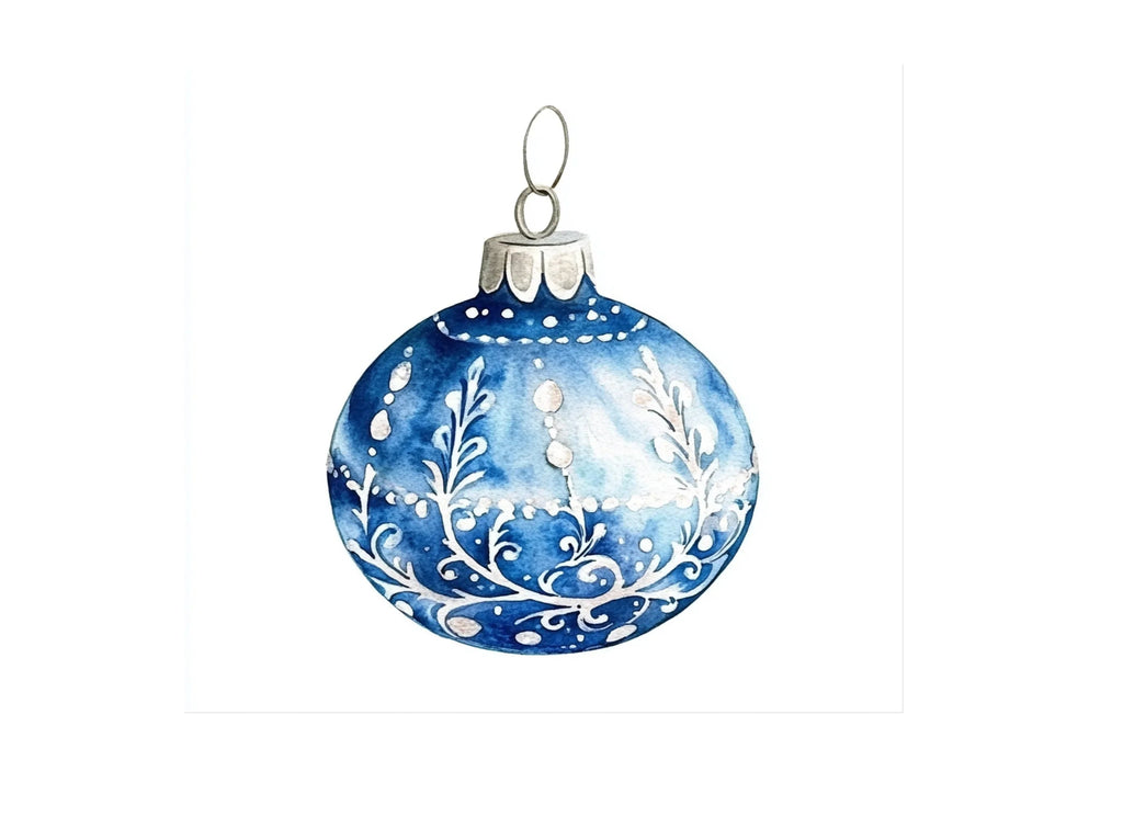 Blue Christmas Ornaments Clipart Bundle