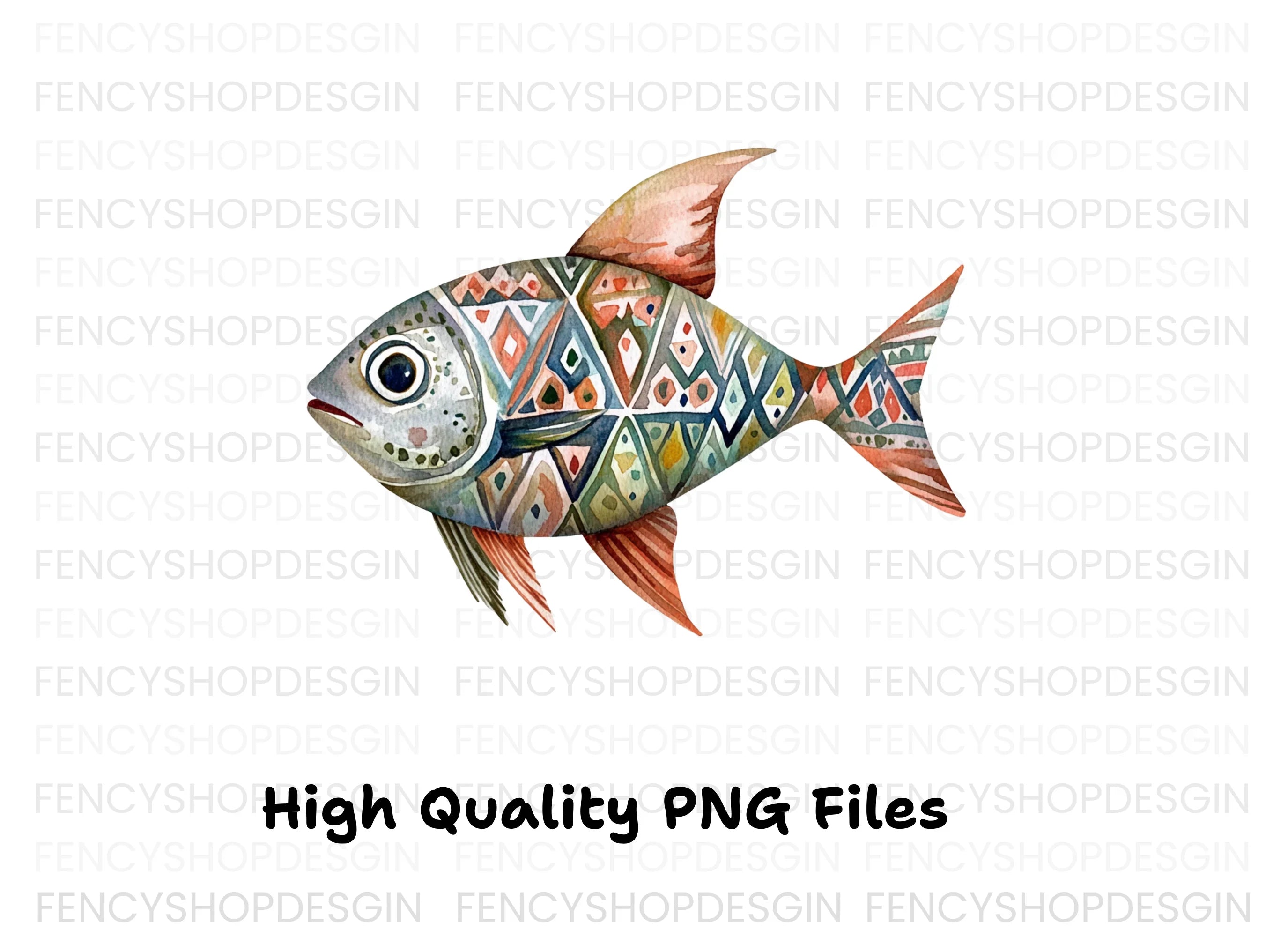 Geometric Patterned Fish Clipart Bundle