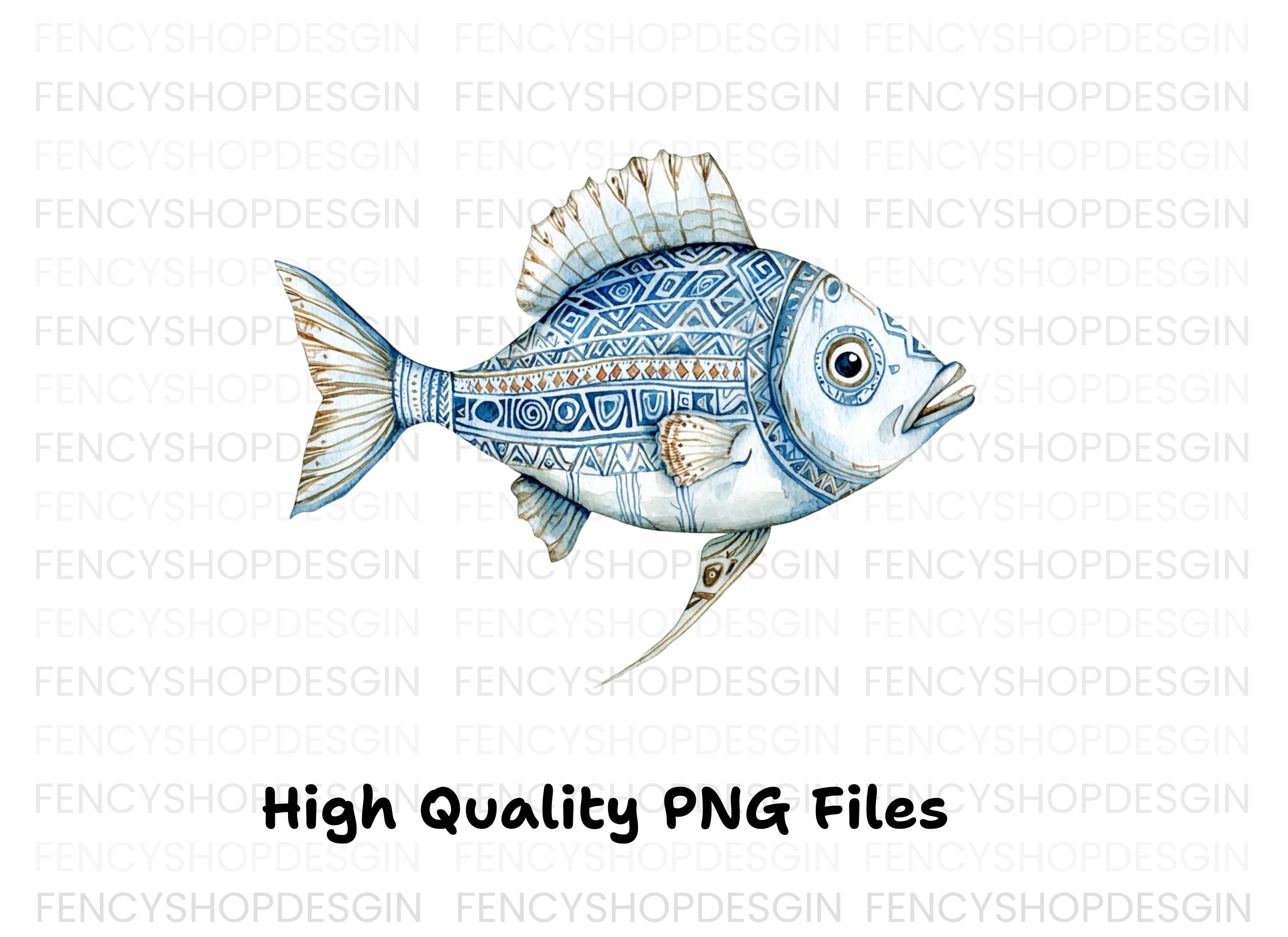 Decorative Blue Fish Clipart Bundle