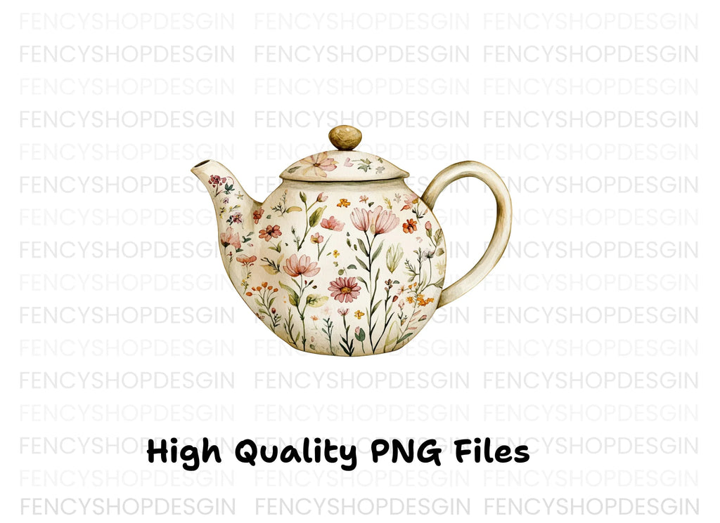 Floral Teapots Clipart Bundle