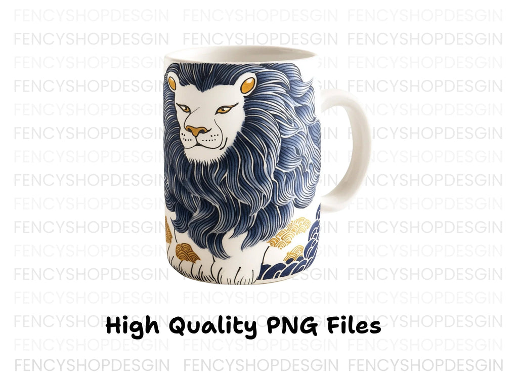 Blue Mane Lion Illustration Clipart Bundle