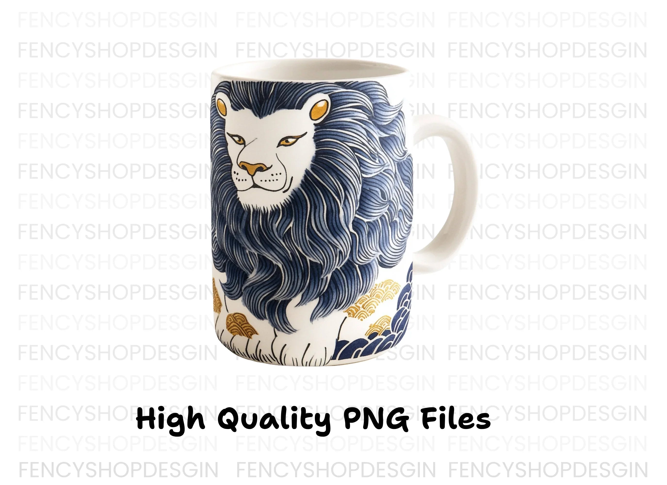 Blue Mane Lion Illustration Clipart Bundle