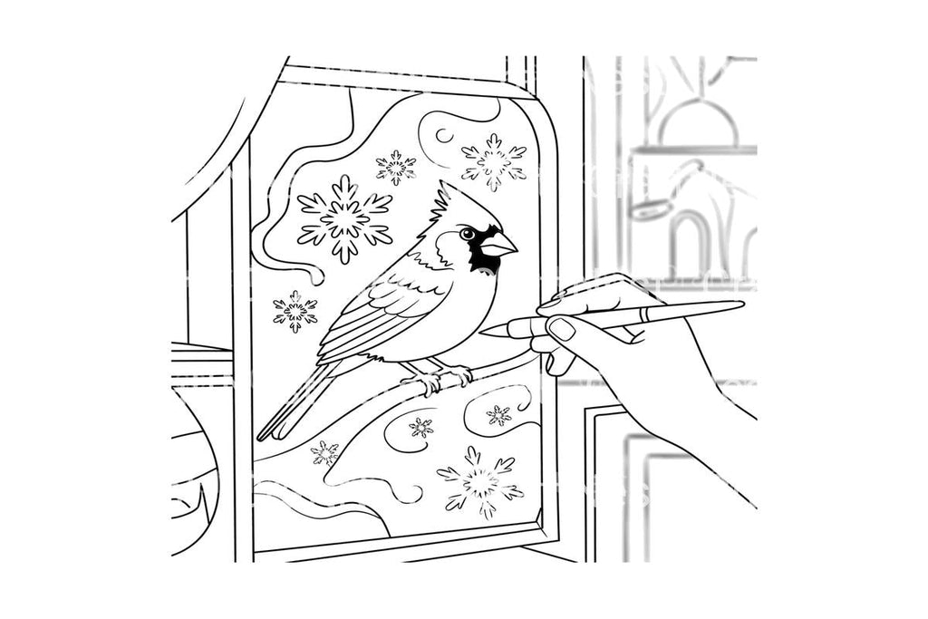 Winter Cardinal Bird Fun Coloring Books