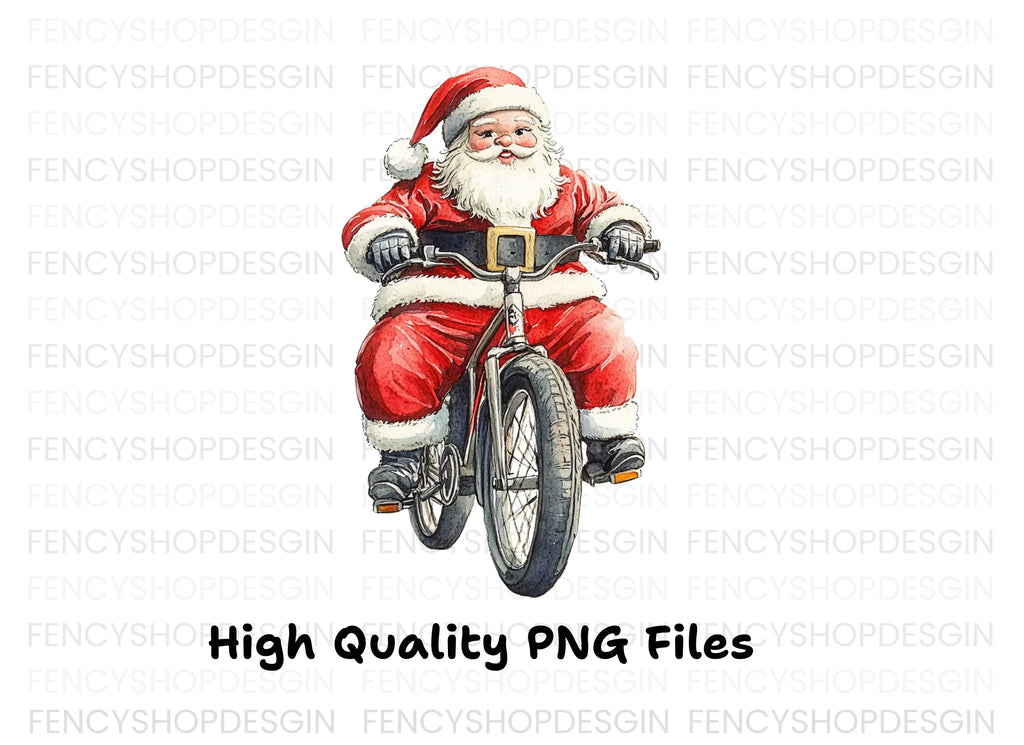 Santa Claus Riding Bicycle Clipart Bundle