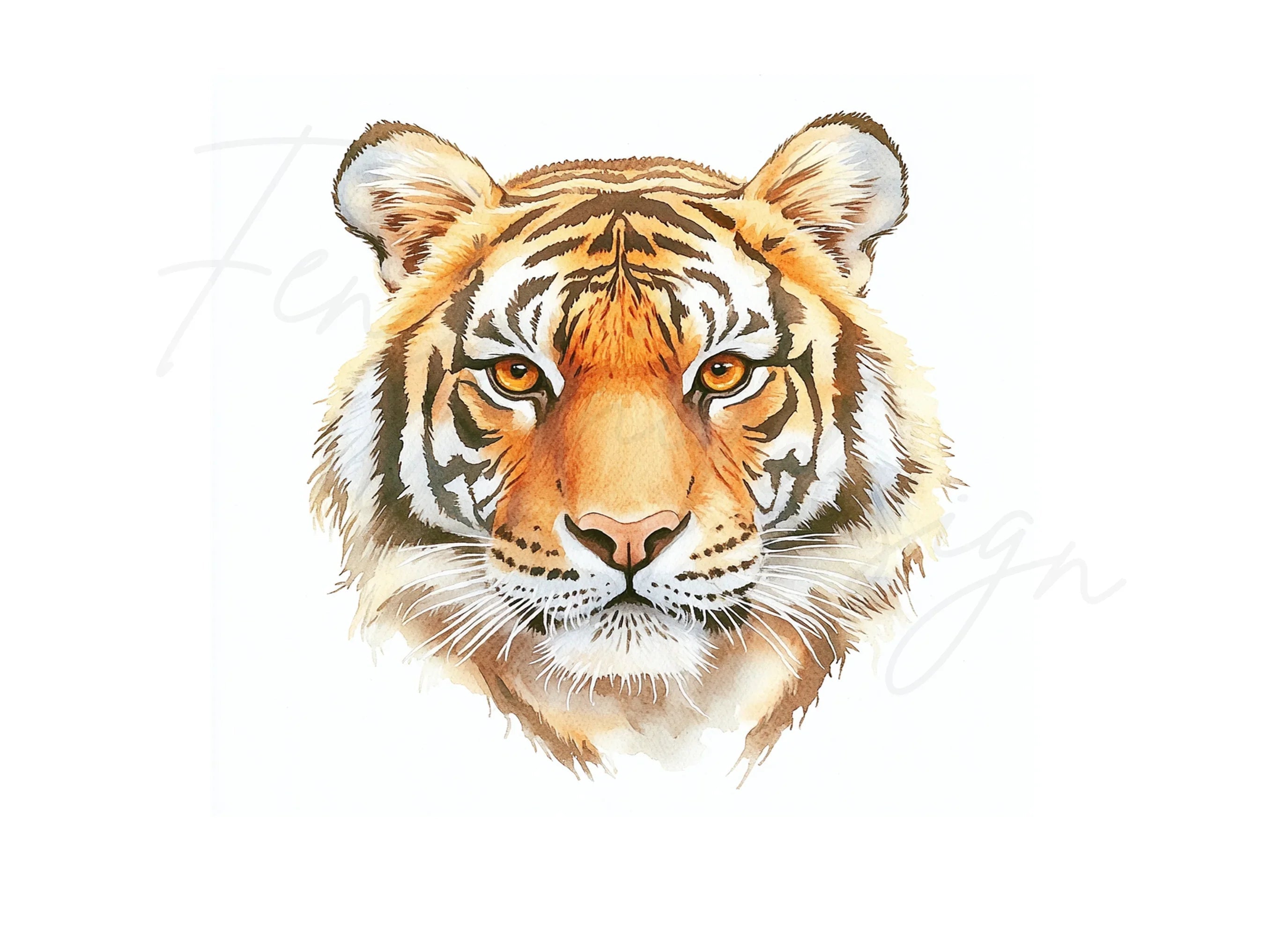 Three Tiger Faces Clipart Bundle