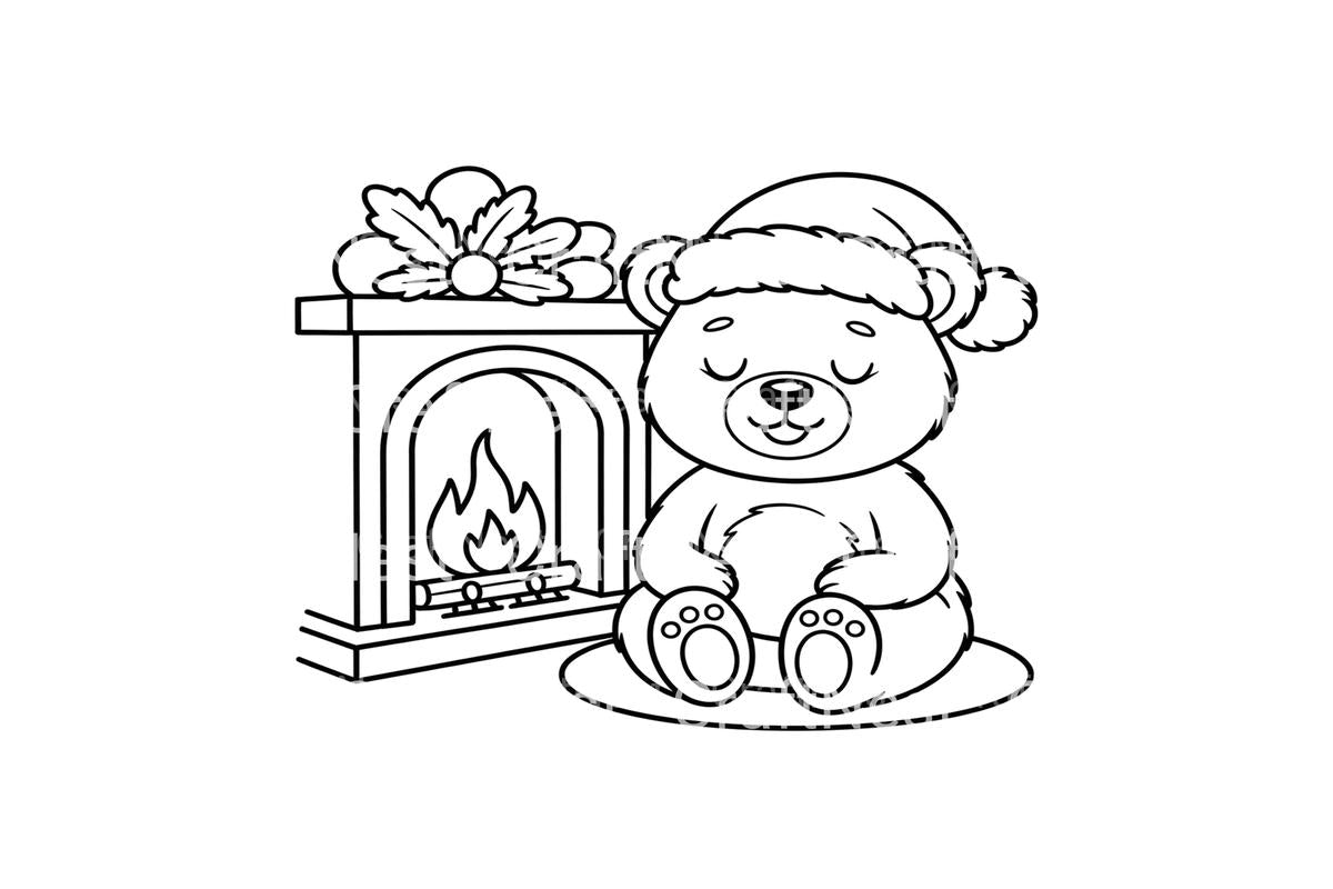 Christmas Bears by Fireplace Coloring Books