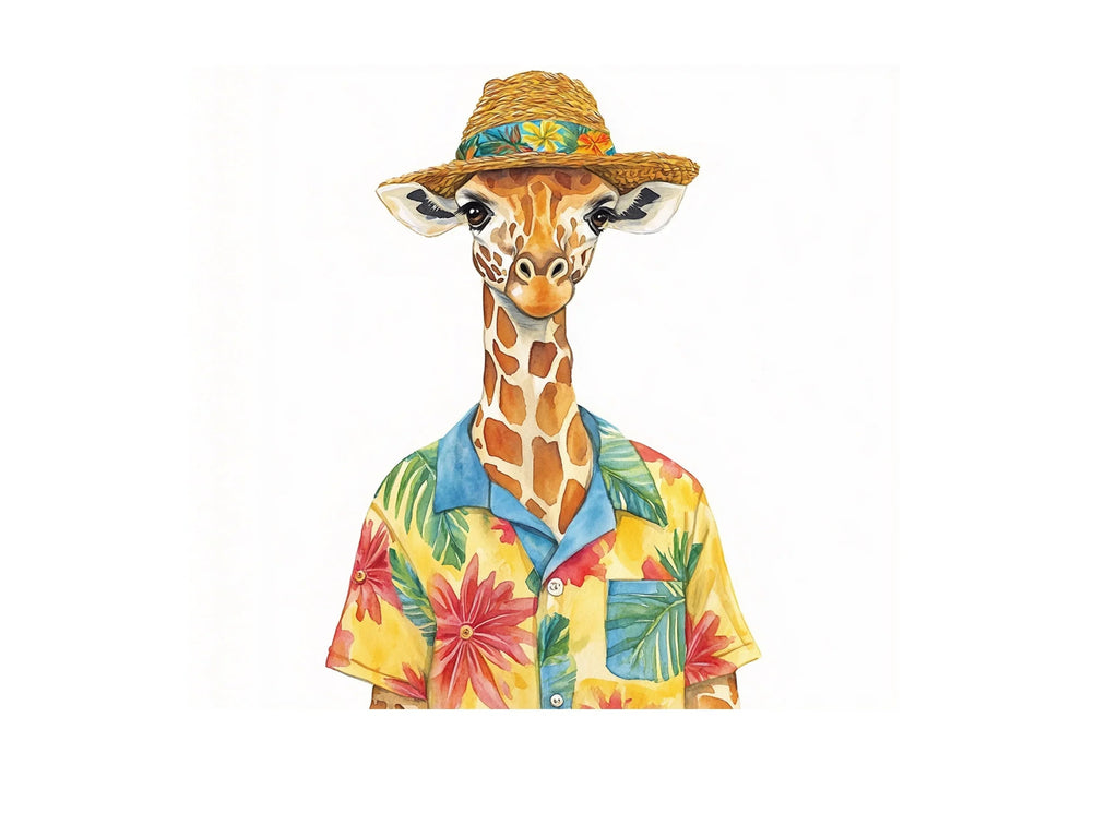 Giraffes in Hawaiian Shirts Clipart Bundle