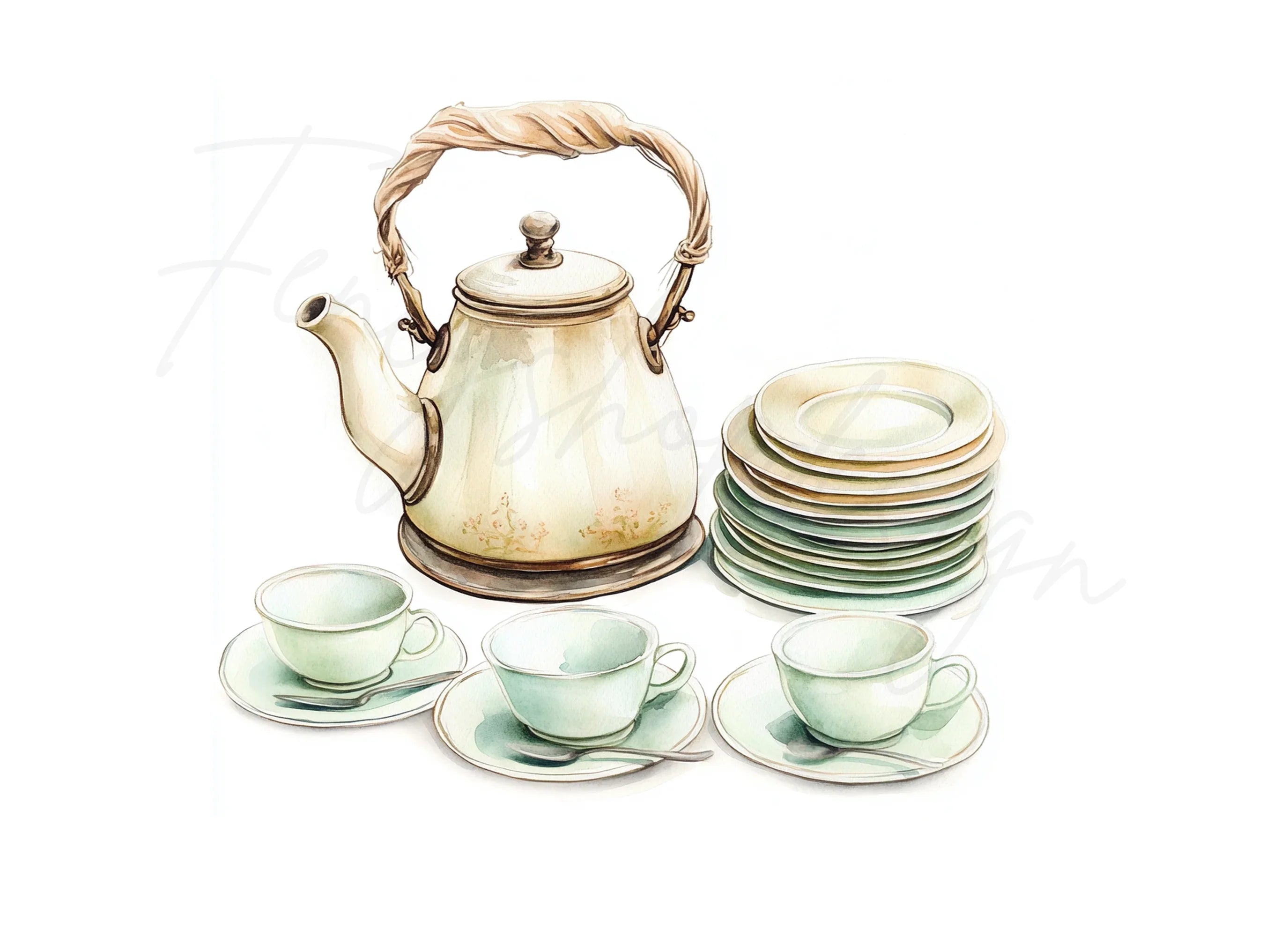 Vintage Tea Clipart Bundle