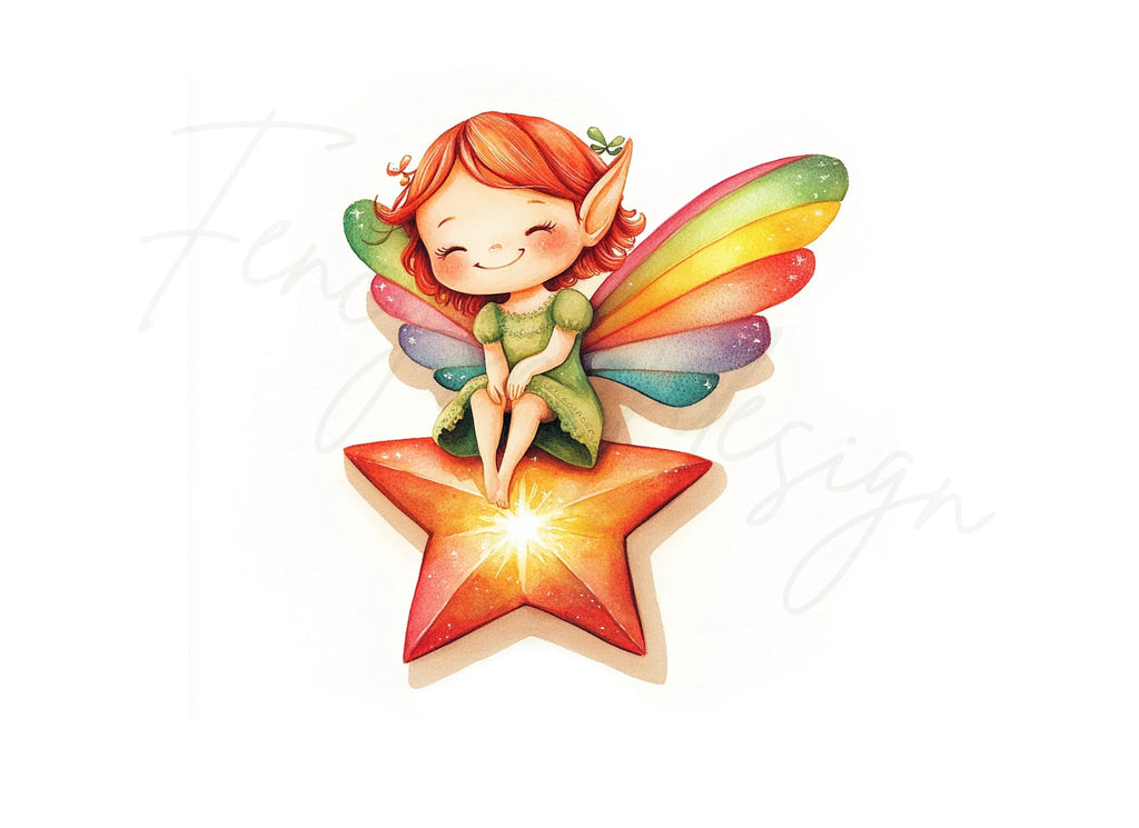 Cute Star Sitting Fairies Clipart Bundle