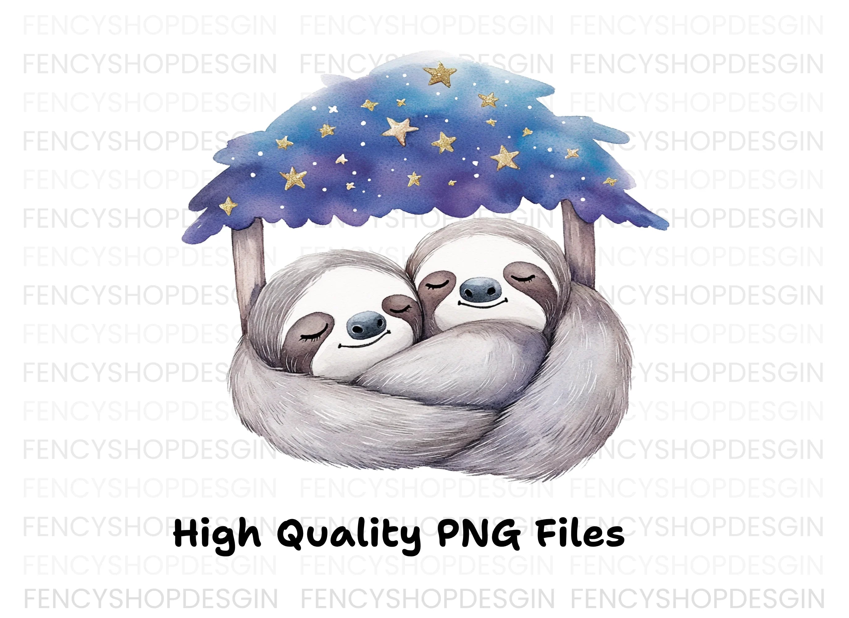 Dreamy Sloth Couple Clipart Bundle