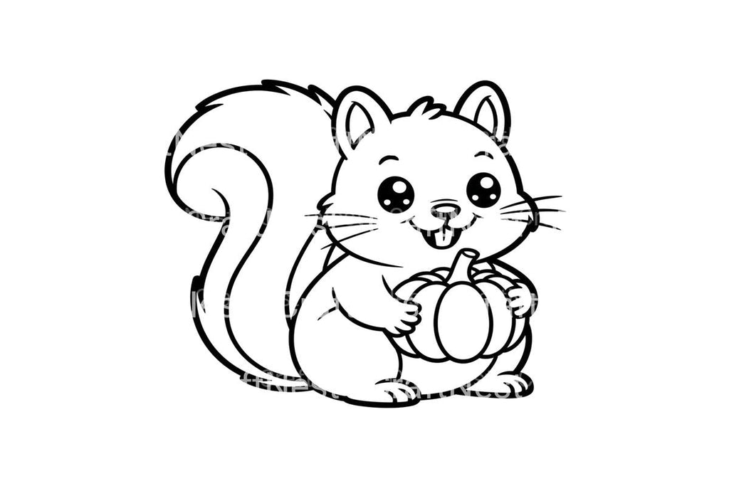 Charming Squirrel Pumpkin Coloring Books