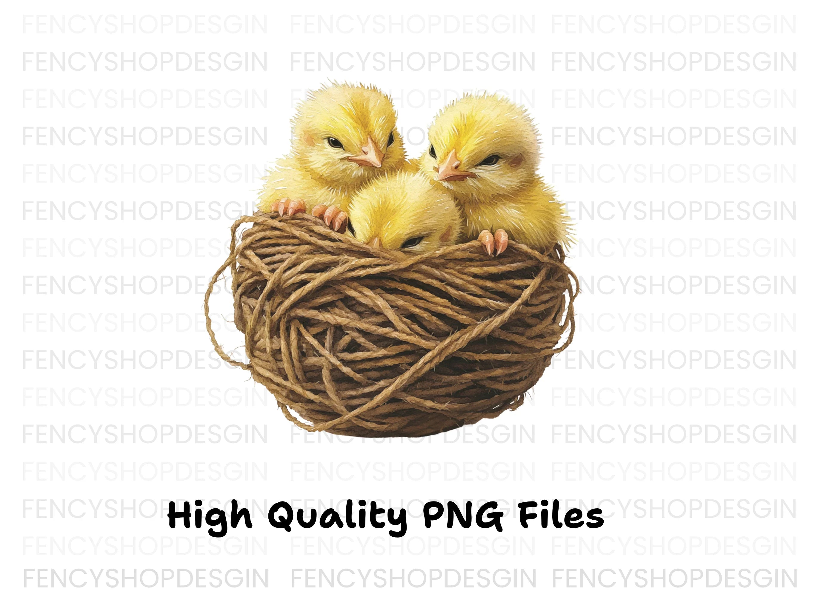 Cute Baby Chicks in Nests Clipart Bundle
