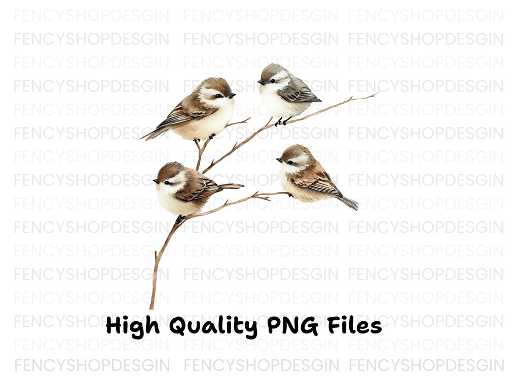 Cute Birds on Branch Clipart Bundle