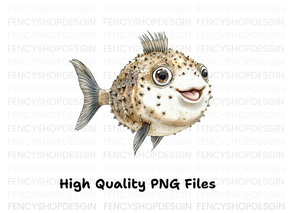 Cute Spiky Pufferfish Clipart Bundle