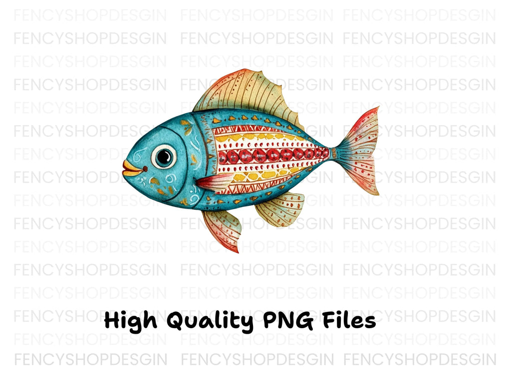 Vibrant Folk Fish Clipart Bundle