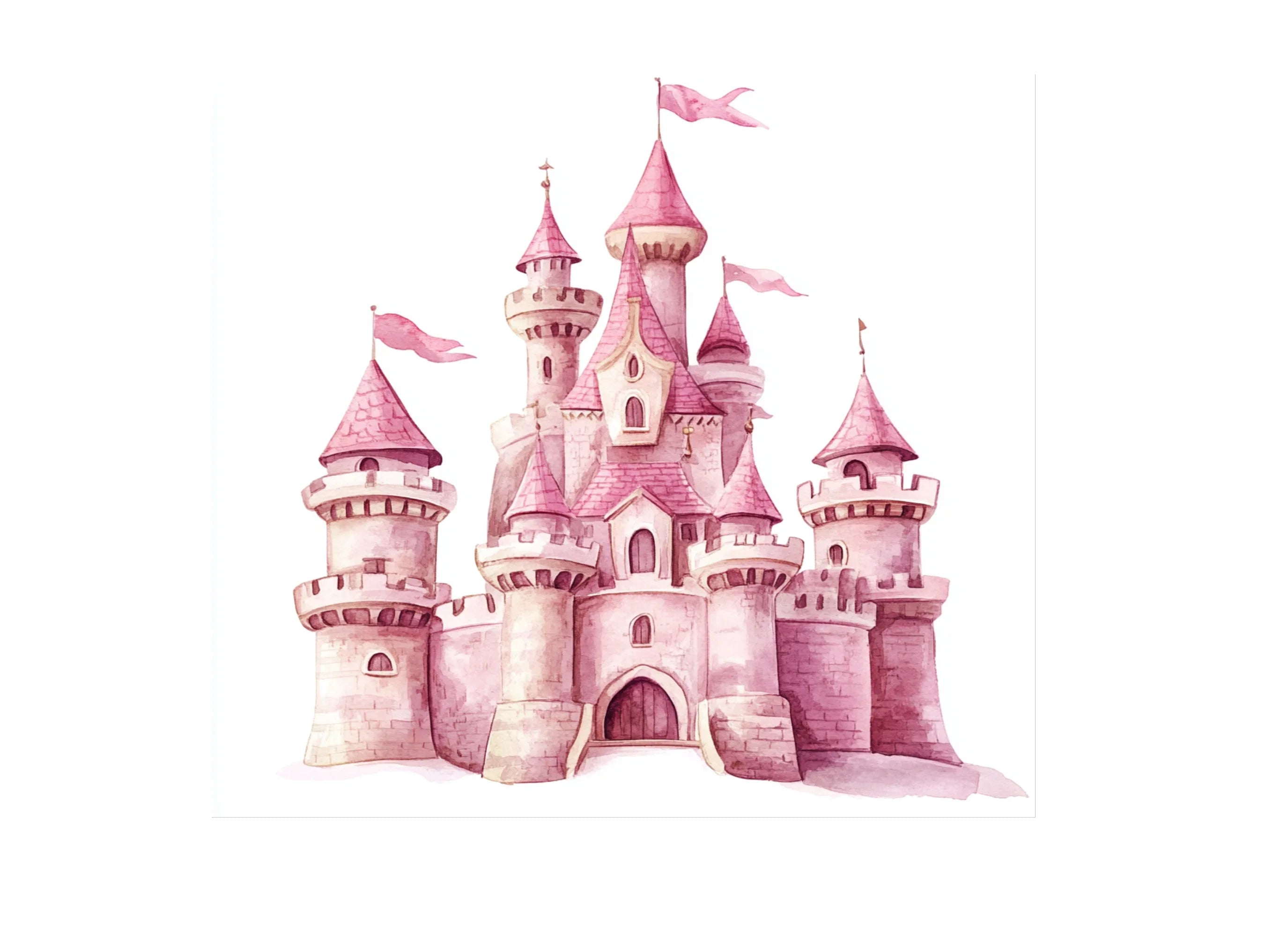 Pink Princess Castle Clipart Bundle