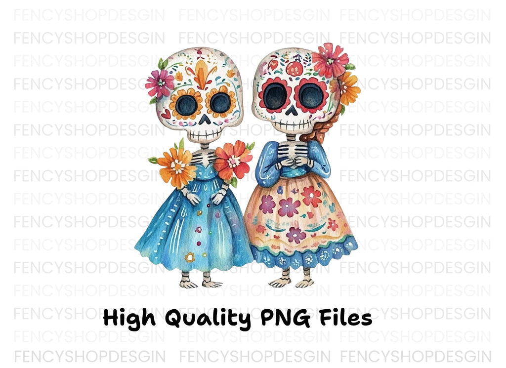 Day of the Dead Skeletons Clipart Bundle