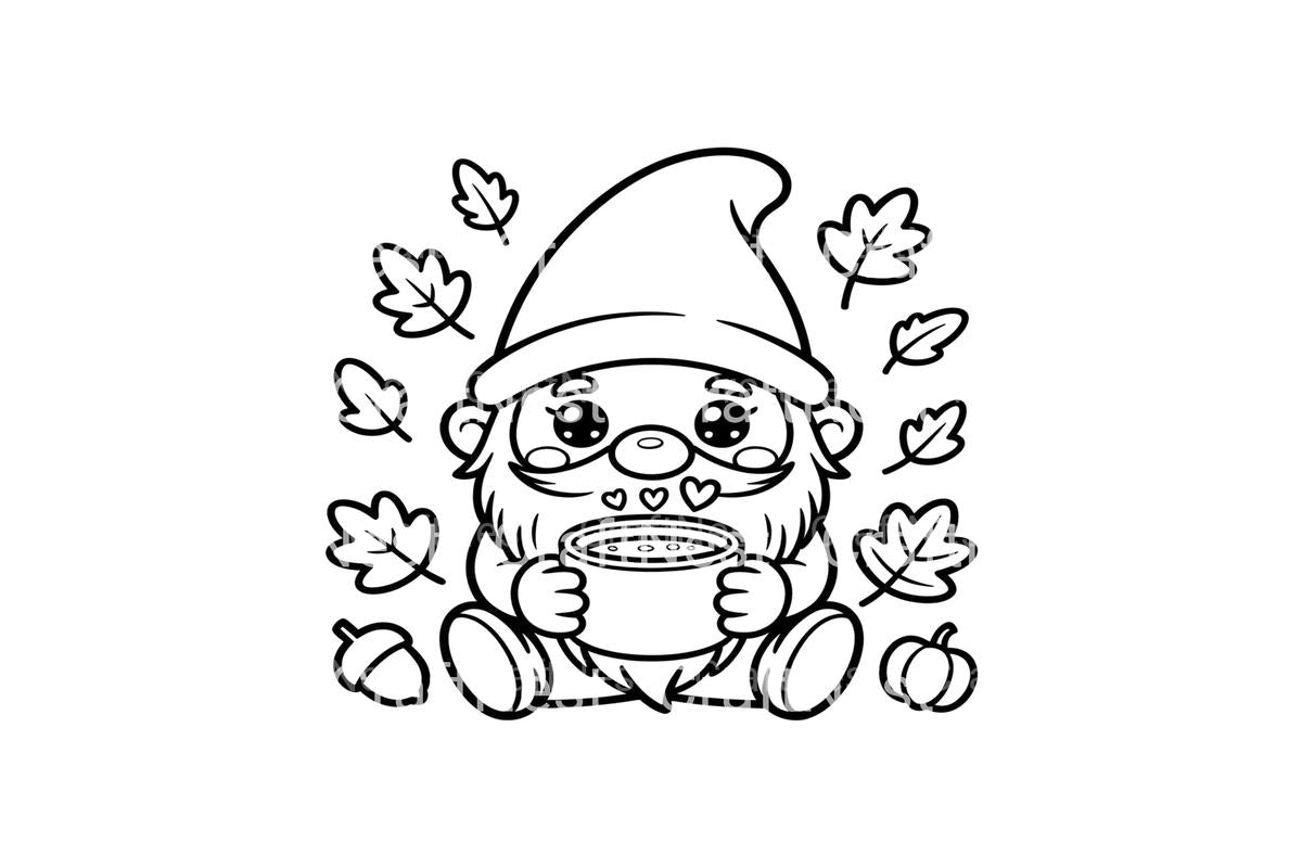 Autumn Gnomes with Hot Drinks Coloring Books