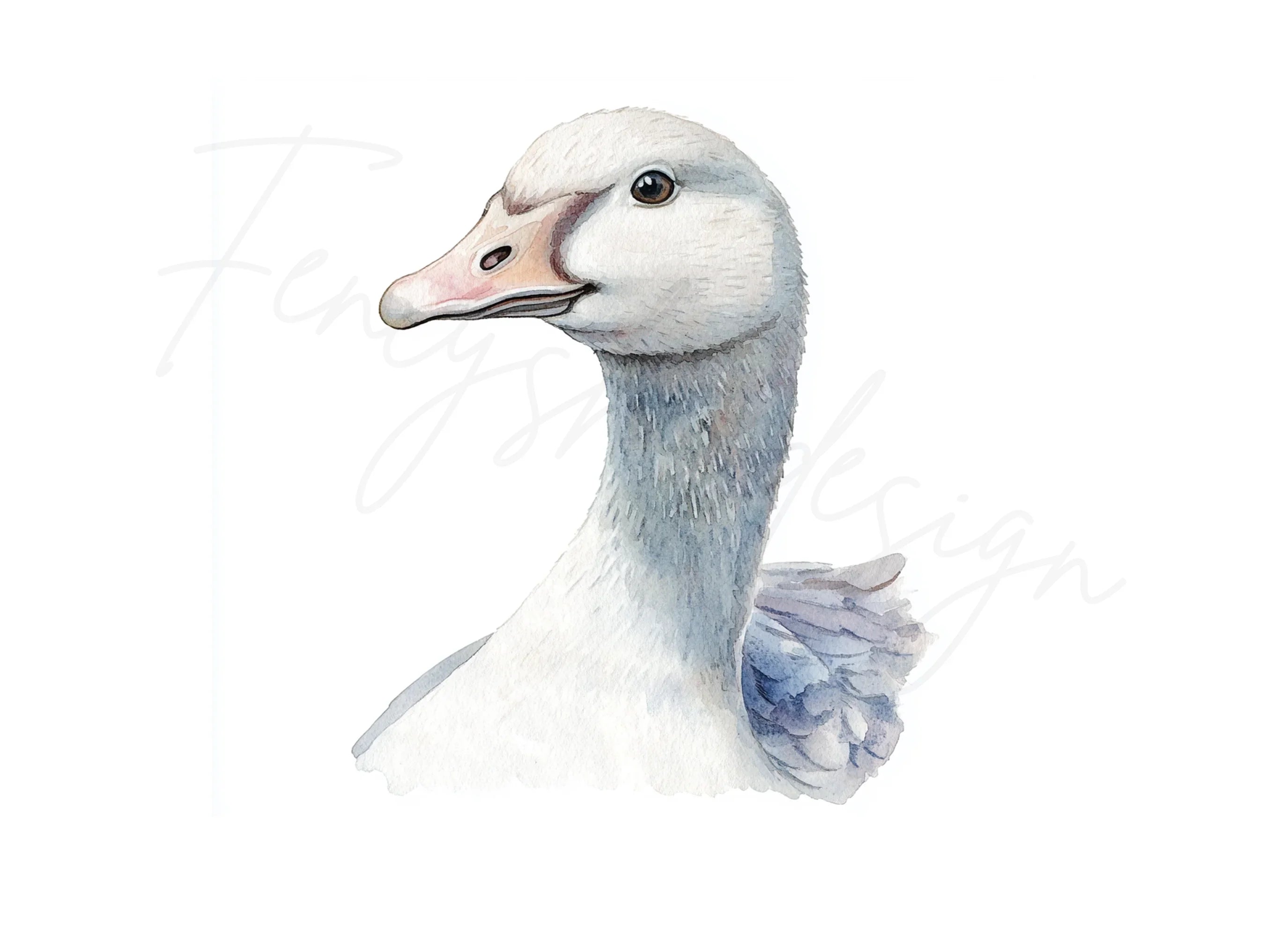 White Goose Head Clipart Bundle