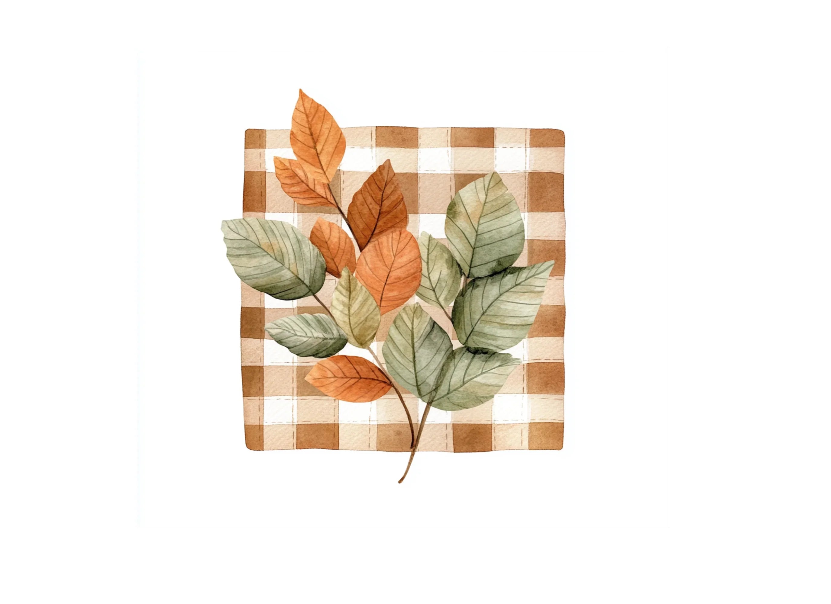 Autumn Leaves Plaid Clipart Bundle