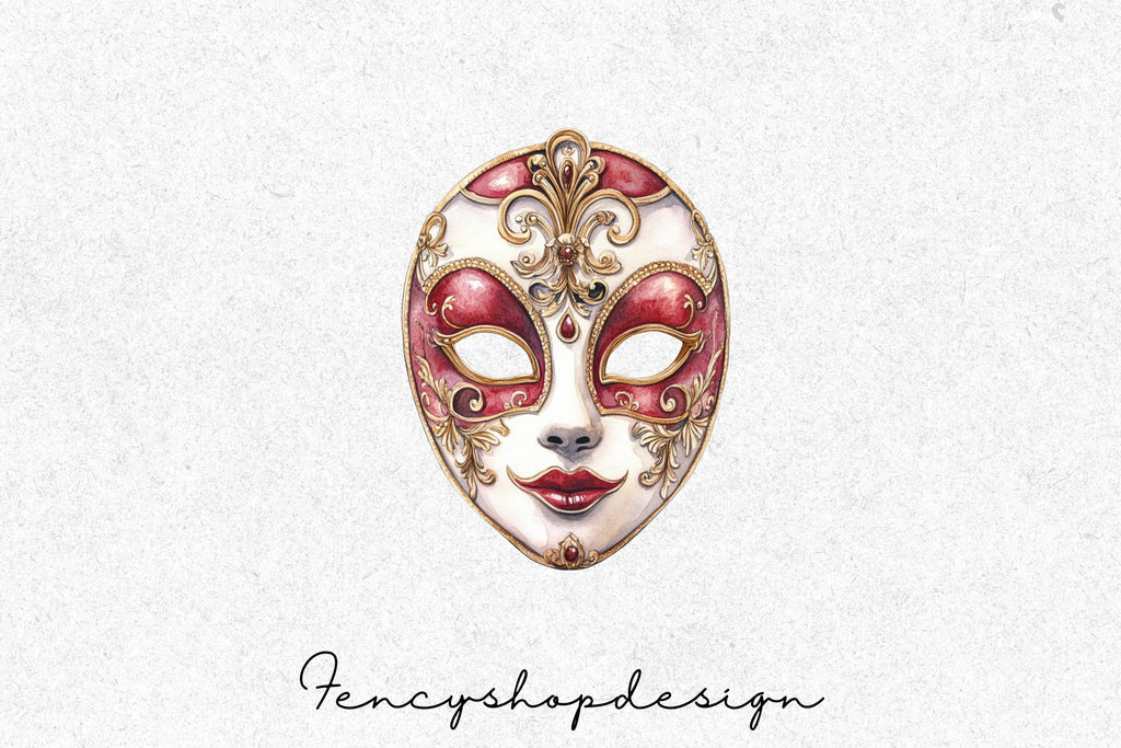 Elegant Venetian Masks Clipart Bundle