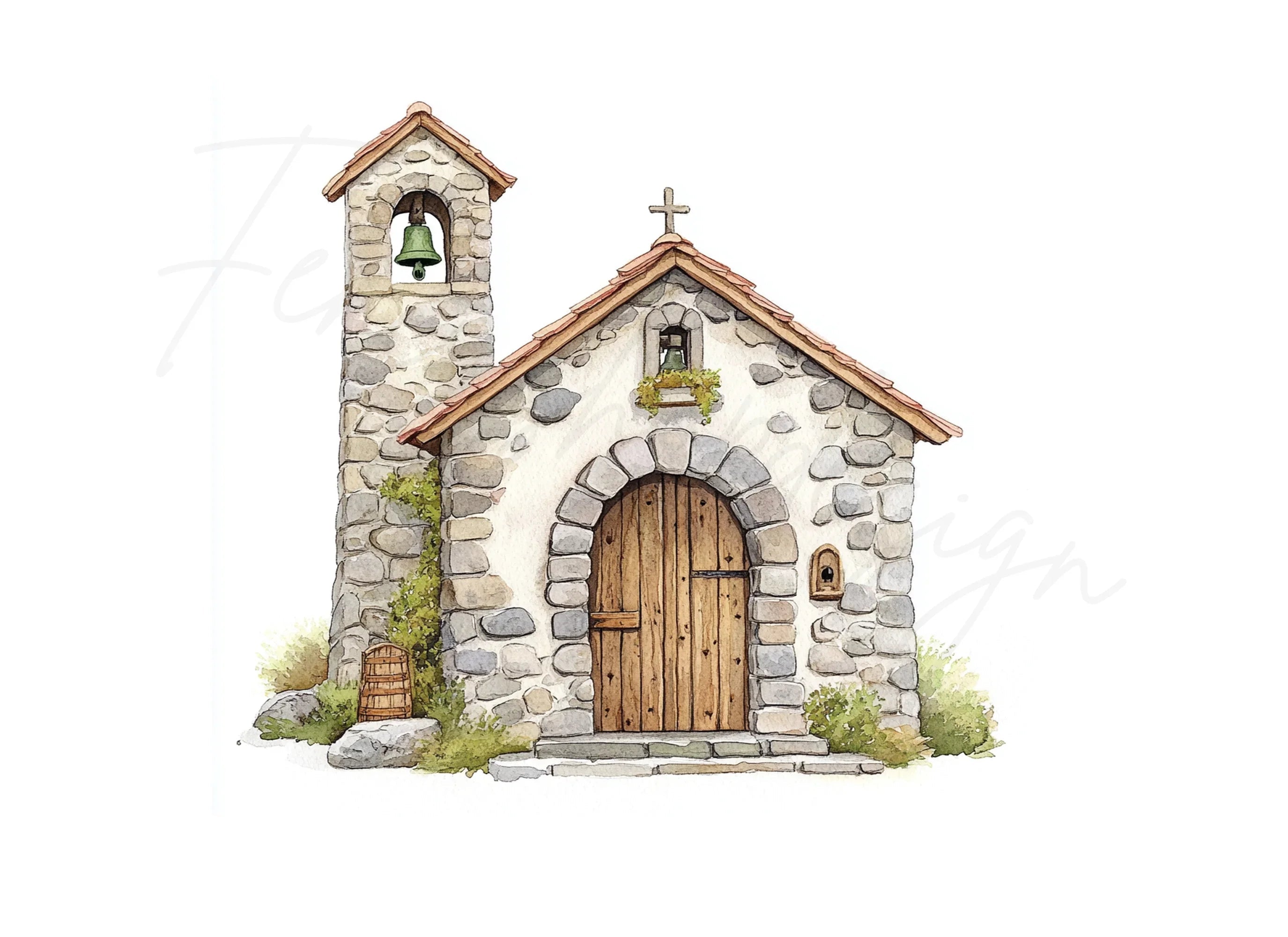Stone Chapels Clipart Bundle