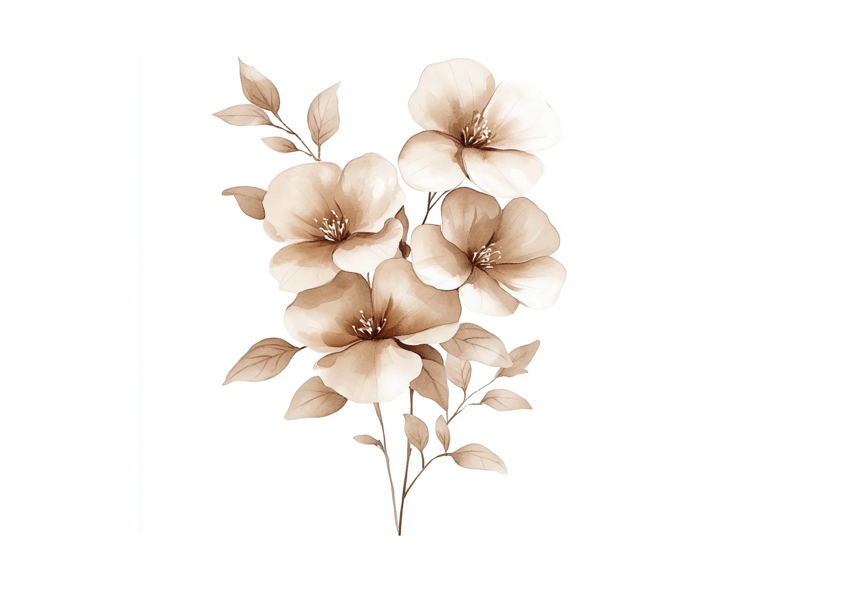 Elegant Sepia Floral Clipart Bundle