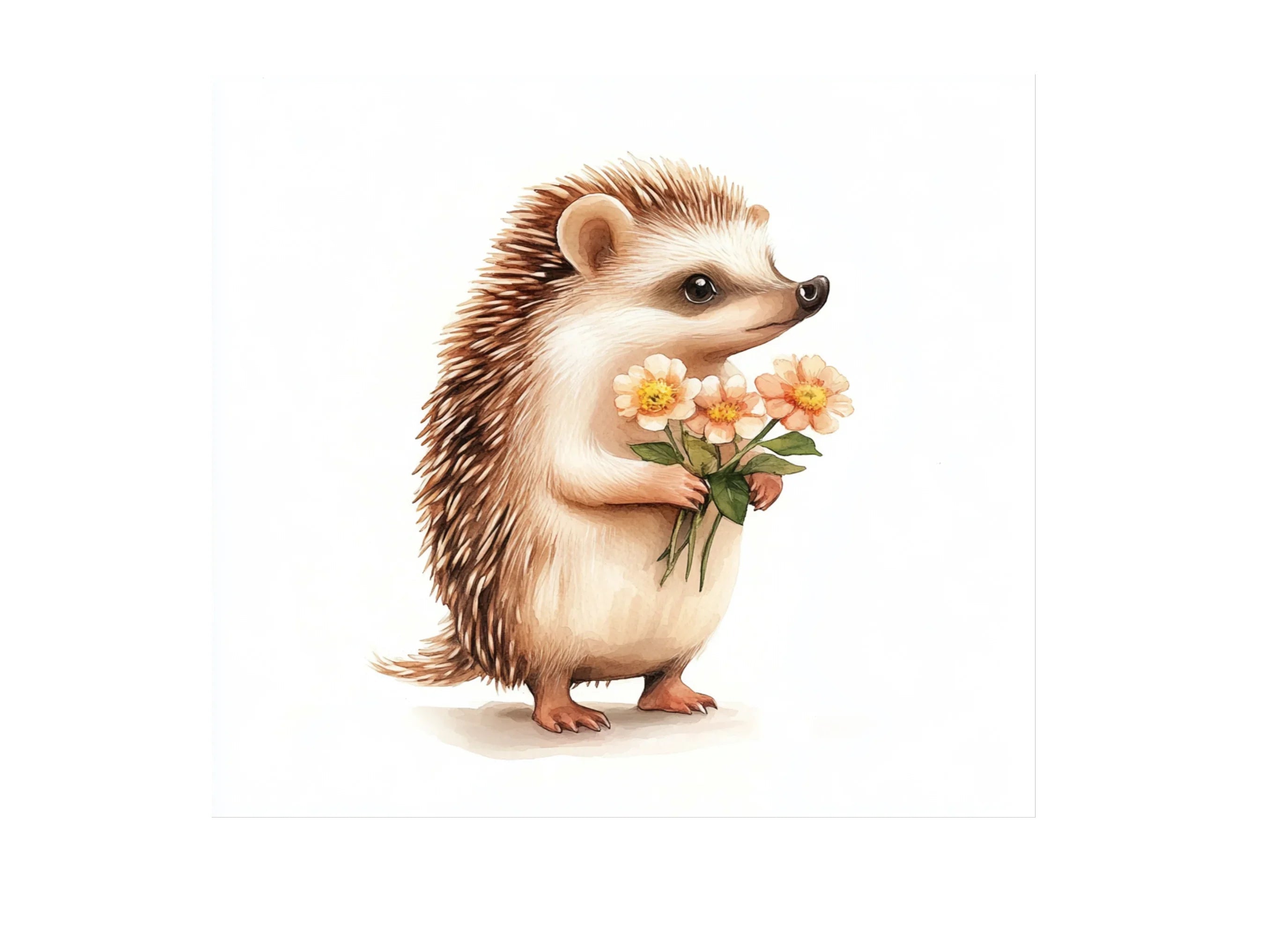Cute Hedgehog with Flowers Clipart Bundle