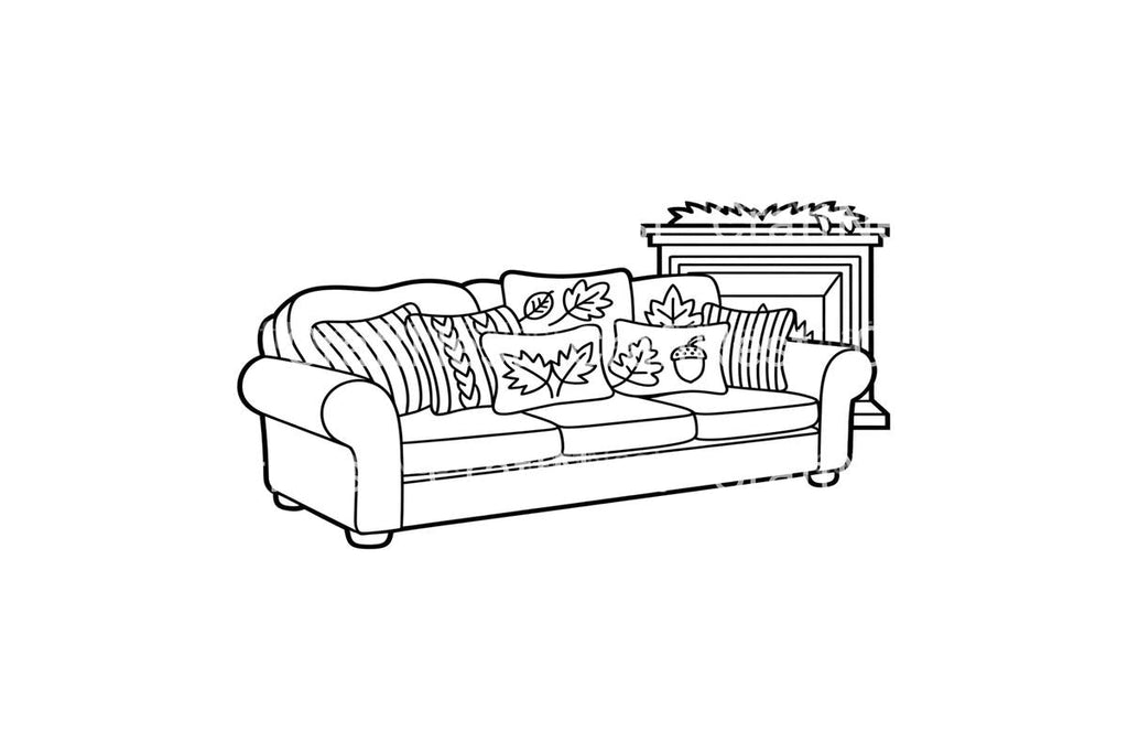 Cozy Autumn Sofa Scene Coloring Books