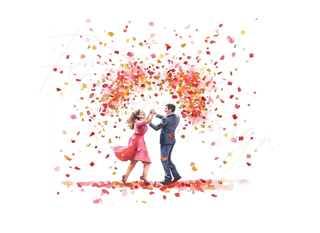 Dancing Couple with Confetti Clipart Bundle